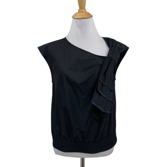 Marc by Marc Jacobs Blouse Womens XS Extra Small Black Sleeveless Big Bow Top - Picture 1 of 10